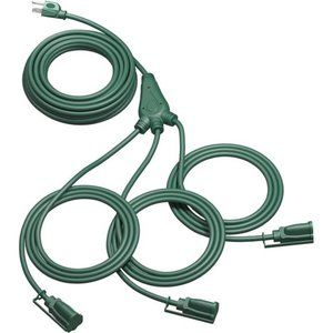 Outdoor Extension Cord 1to3 Splitter for Christmas,3Prong Outlets Plugs,Max 28ft